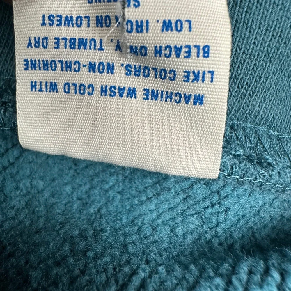 J. Crew Sportswear Re-Imagined Teal Blue Hoodie Sweatshirt Mens Large